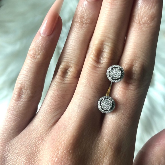 Engagement 18K White Gold Natural Diamonds Stud Earrings - Picture 5 of 8